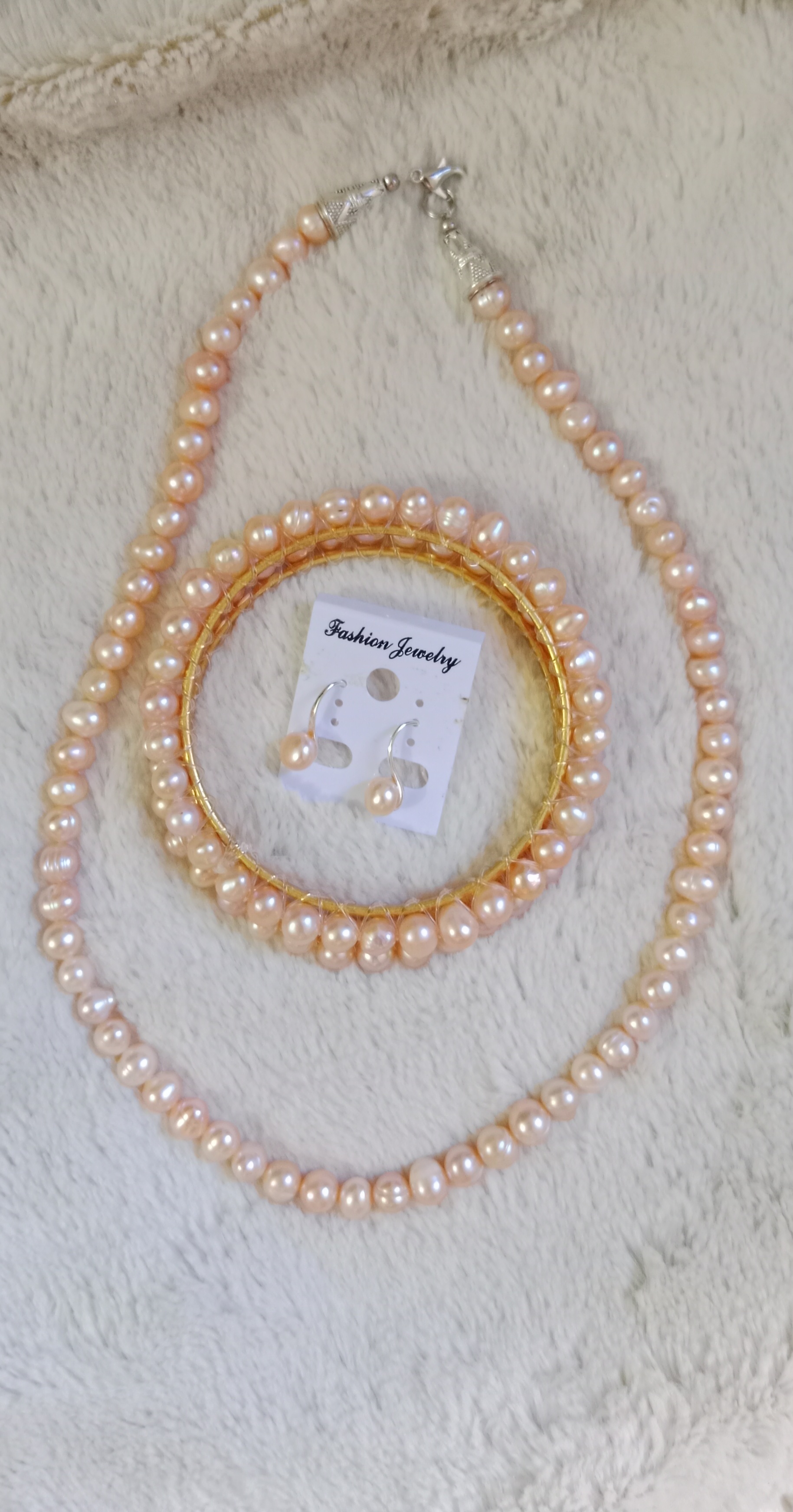 Peach/Pink pearl Necklace Combo Set_img_1