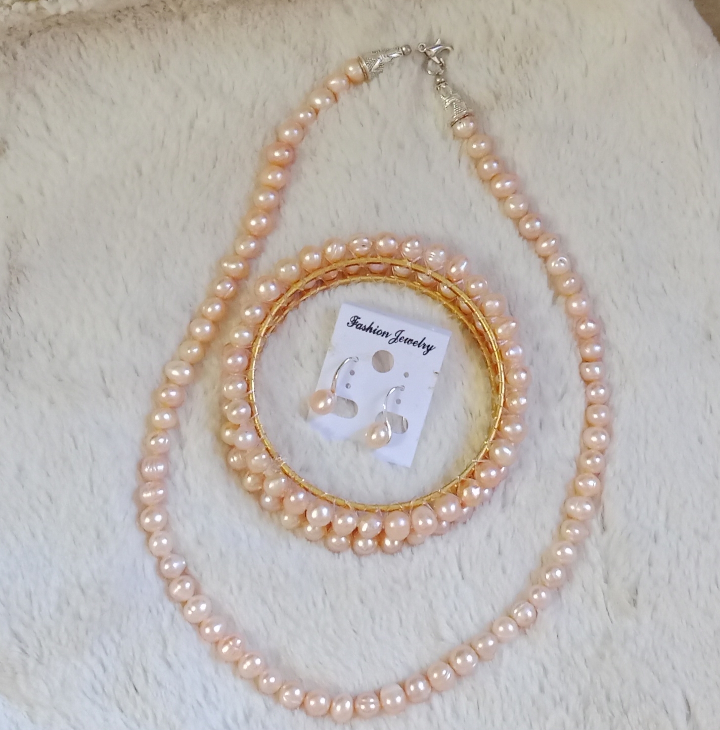 Peach/Pink pearl Necklace Combo Set_img_2