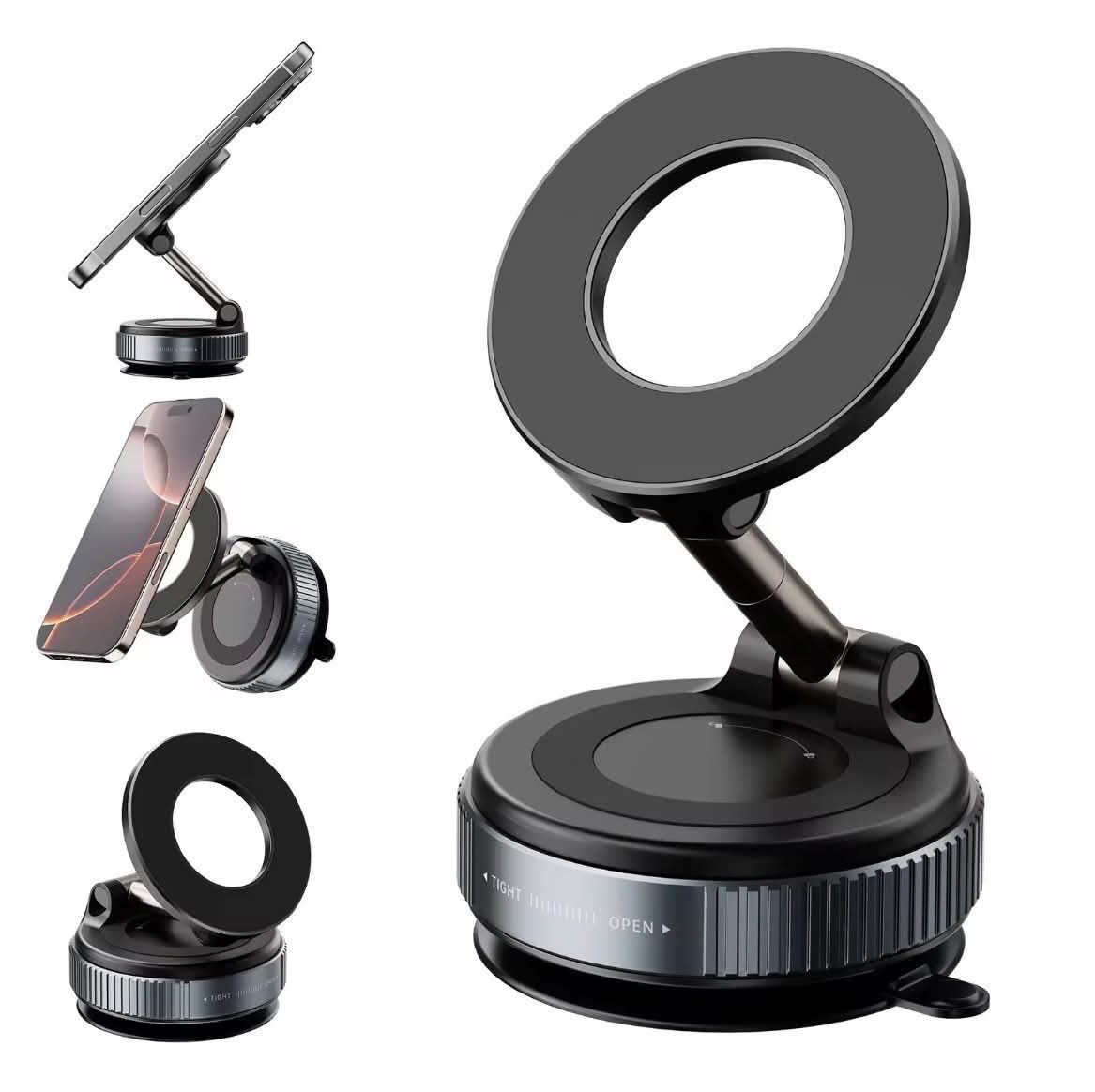 ZAREK Vacuum Suction Magnetic Phone Holder(N52 Magnet & Aluminium Alloy Body)