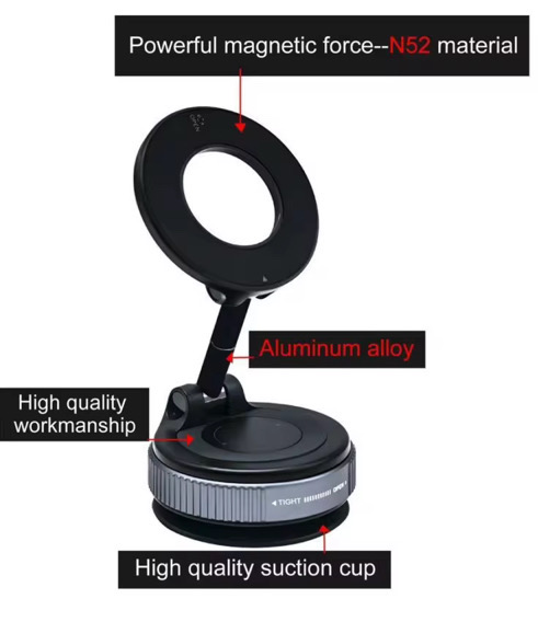 ZAREK Vacuum Suction Magnetic Phone Holder(N52 Magnet & Aluminium Alloy Body)_img_5