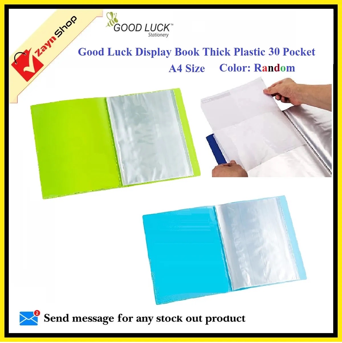 Good Luck Display Book 30 pocket Thick Plastic File Folder Display Presentation Book, A4 Size Random color 1pcs_img_1