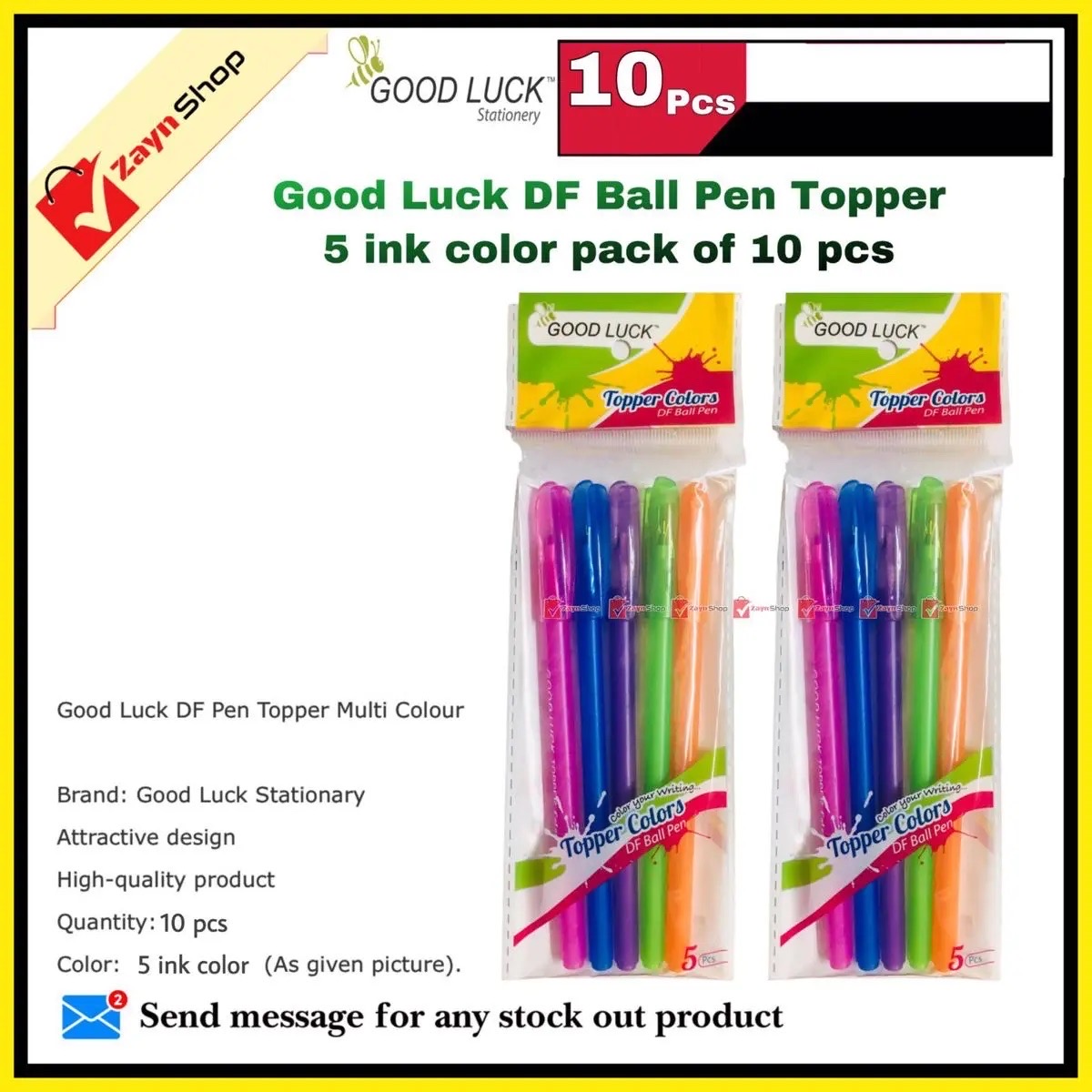 Good Luck DF Topper Ball Pen 5 ink Colors Pack of 10pcs_img_0
