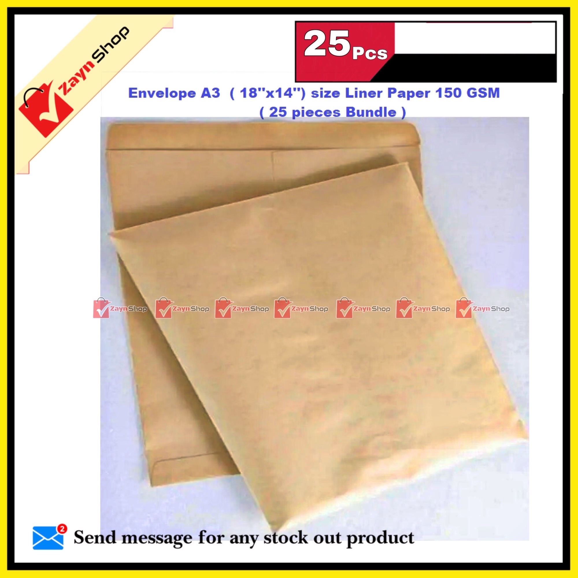 Envelope A3  ( 18''x14'') size Liner Paper 150 GSM ( 25 pieces Bundle )_img_0
