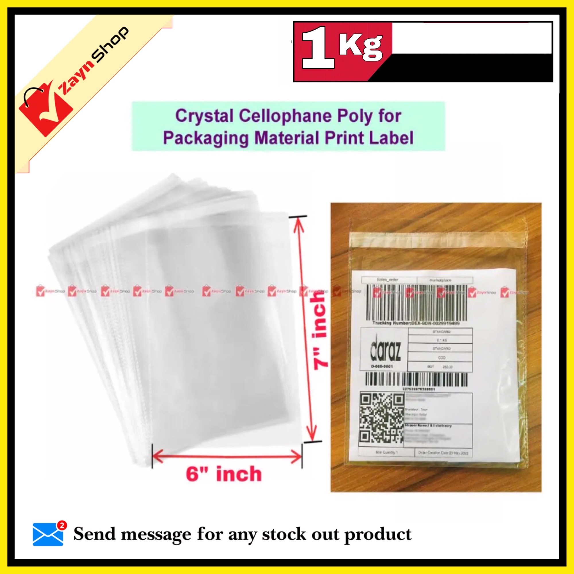 Crystal Cellophane poly adhesive poly size 6x7 inch 1 kg_img_0