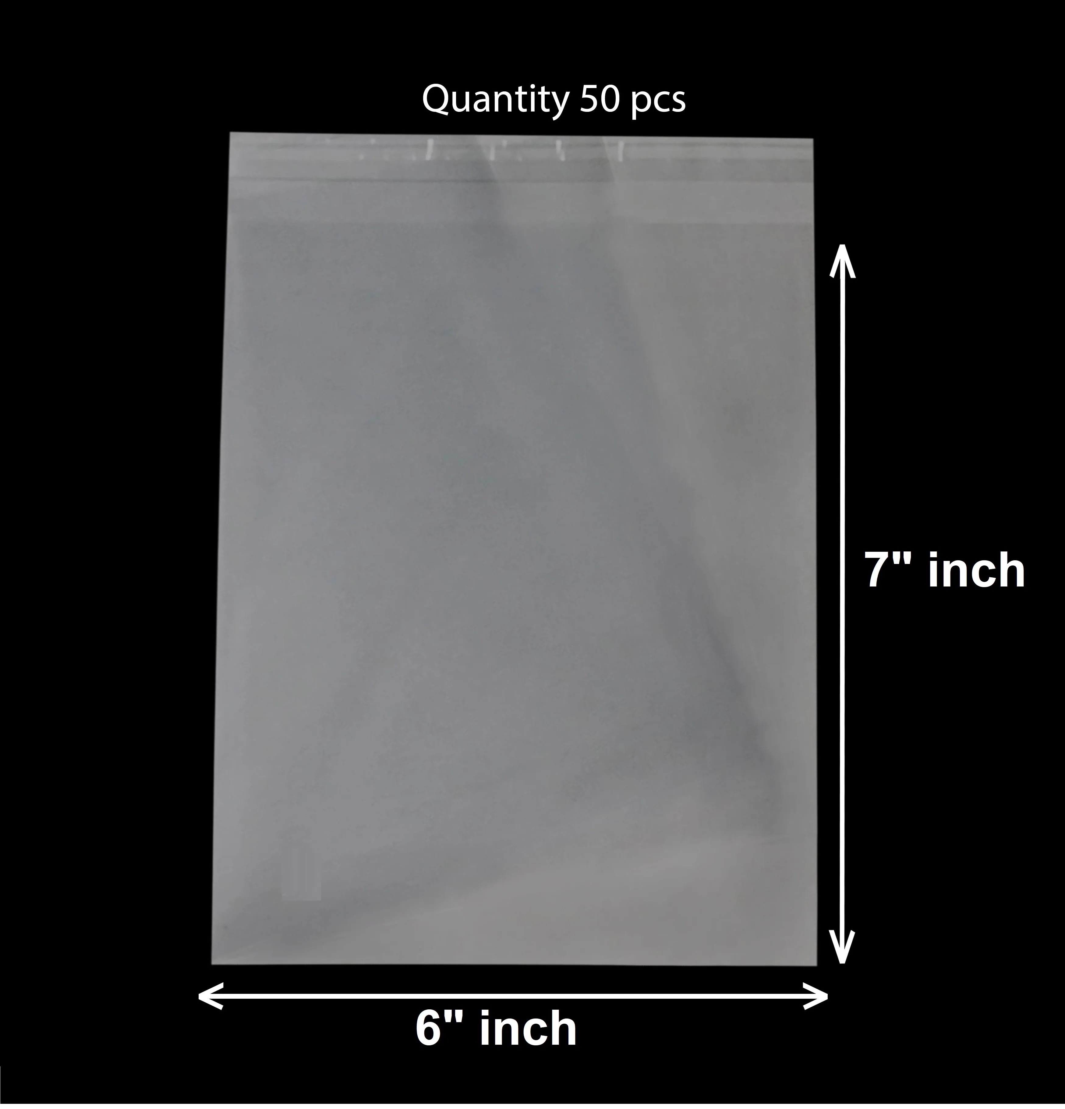 Crystal Cellophane poly adhesive poly size 6 x 7 inch Packaging Material Bundle of 50 pcs - poly bag_img_2