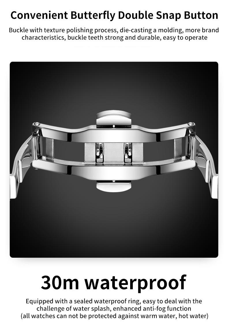 OLEVS 5609 Gents Chain Watch- Blue Dial- Golden Bezel- Silver+Golden Chain- TF Code OL971CM_img_8