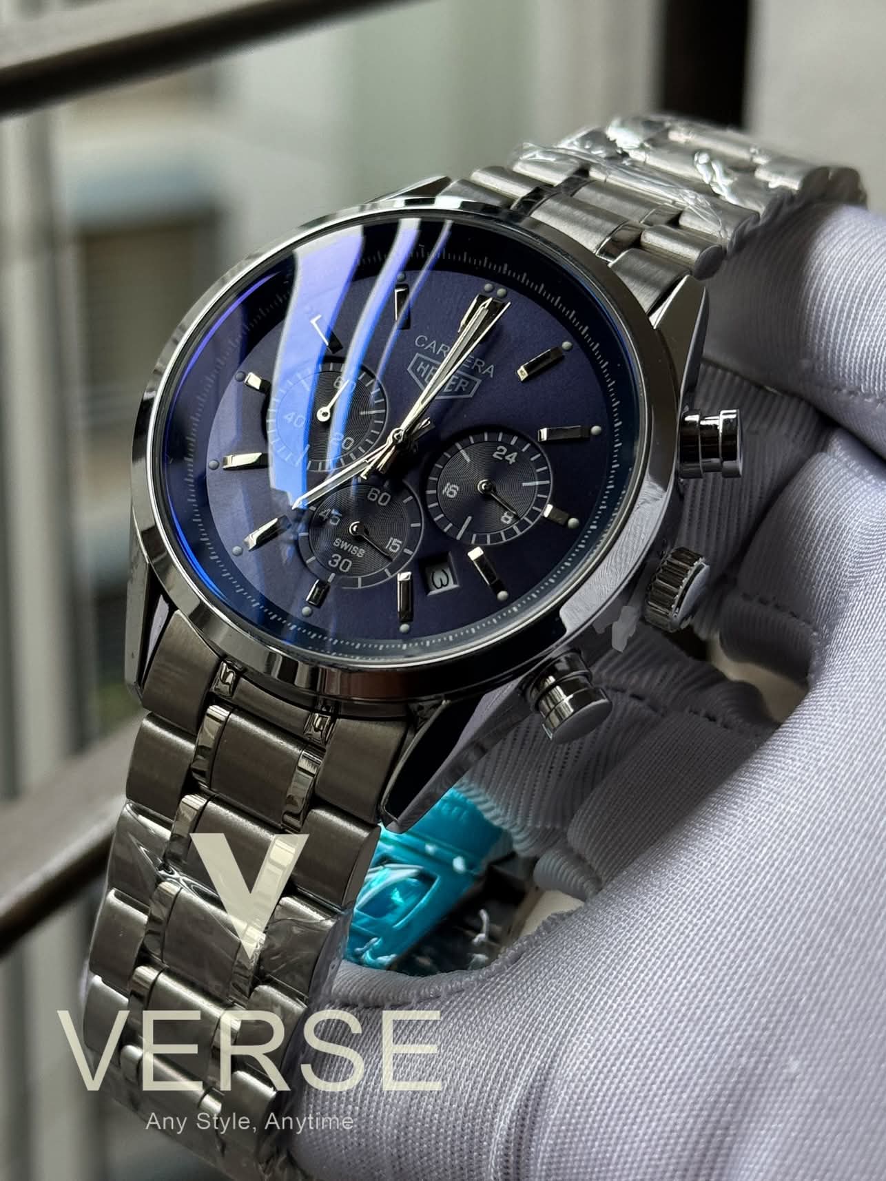 Tag chain 3 chrono blue dial