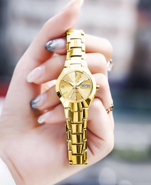 OLEVS 8697 Ladies Chain Watch- Golden Dial- Golden Bezel- Golden Chain- TF Code OL973CF_img_1