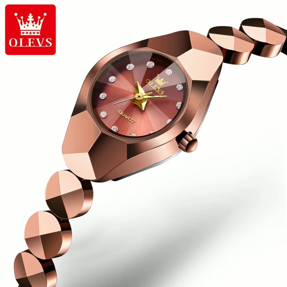 OLEVS 7007 Ladies Chain Watch- Coffee Dial- Coffee Bezel- Coffee Chain- TF Code OL972CF_img_1