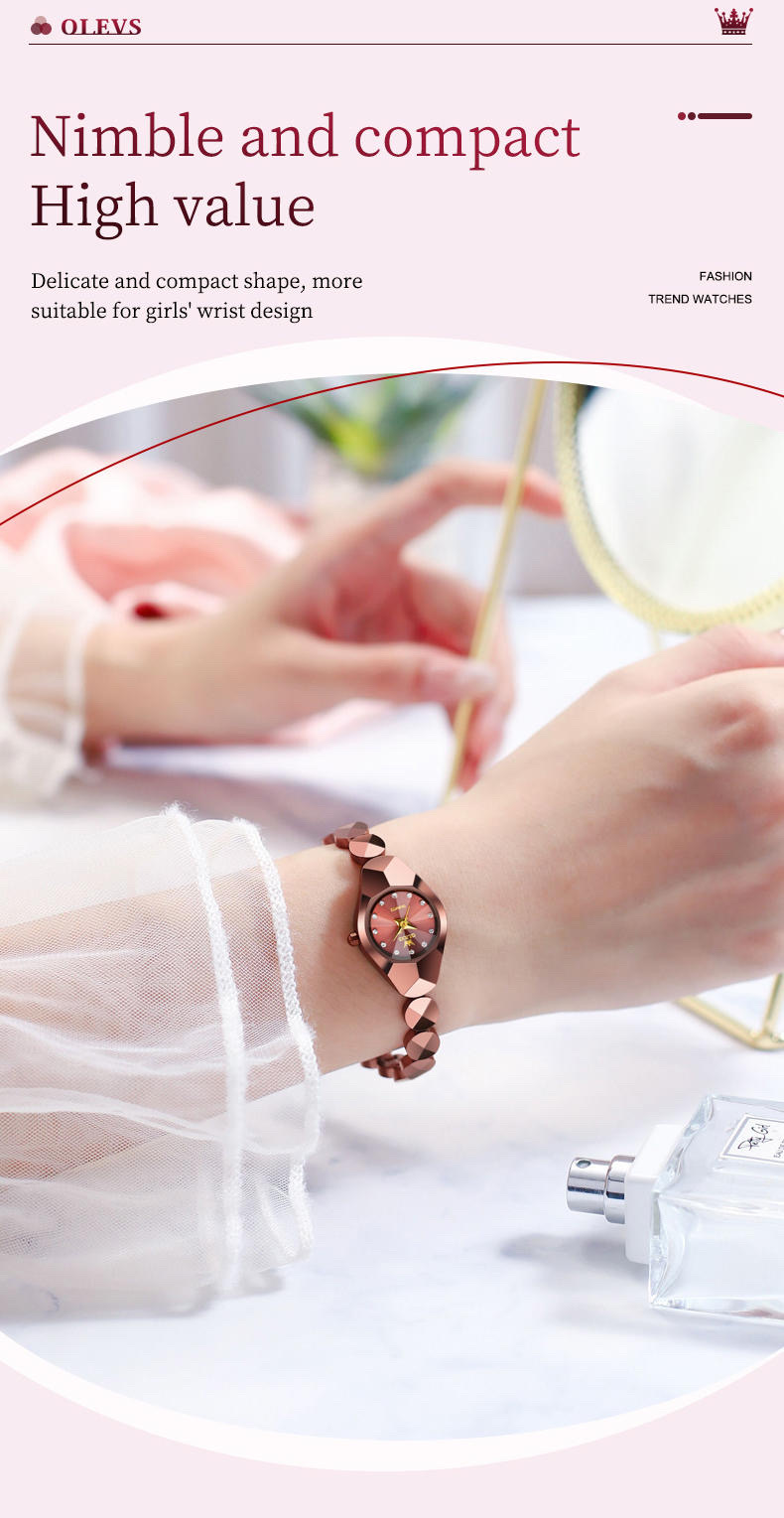 OLEVS 7007 Ladies Chain Watch- Coffee Dial- Coffee Bezel- Coffee Chain- TF Code OL972CF_img_5