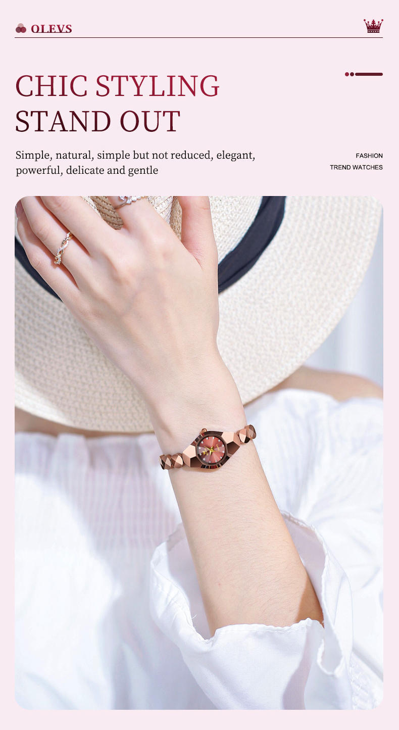 OLEVS 7007 Ladies Chain Watch- Coffee Dial- Coffee Bezel- Coffee Chain- TF Code OL972CF_img_6