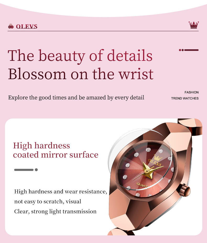 OLEVS 7007 Ladies Chain Watch- Coffee Dial- Coffee Bezel- Coffee Chain- TF Code OL972CF_img_9