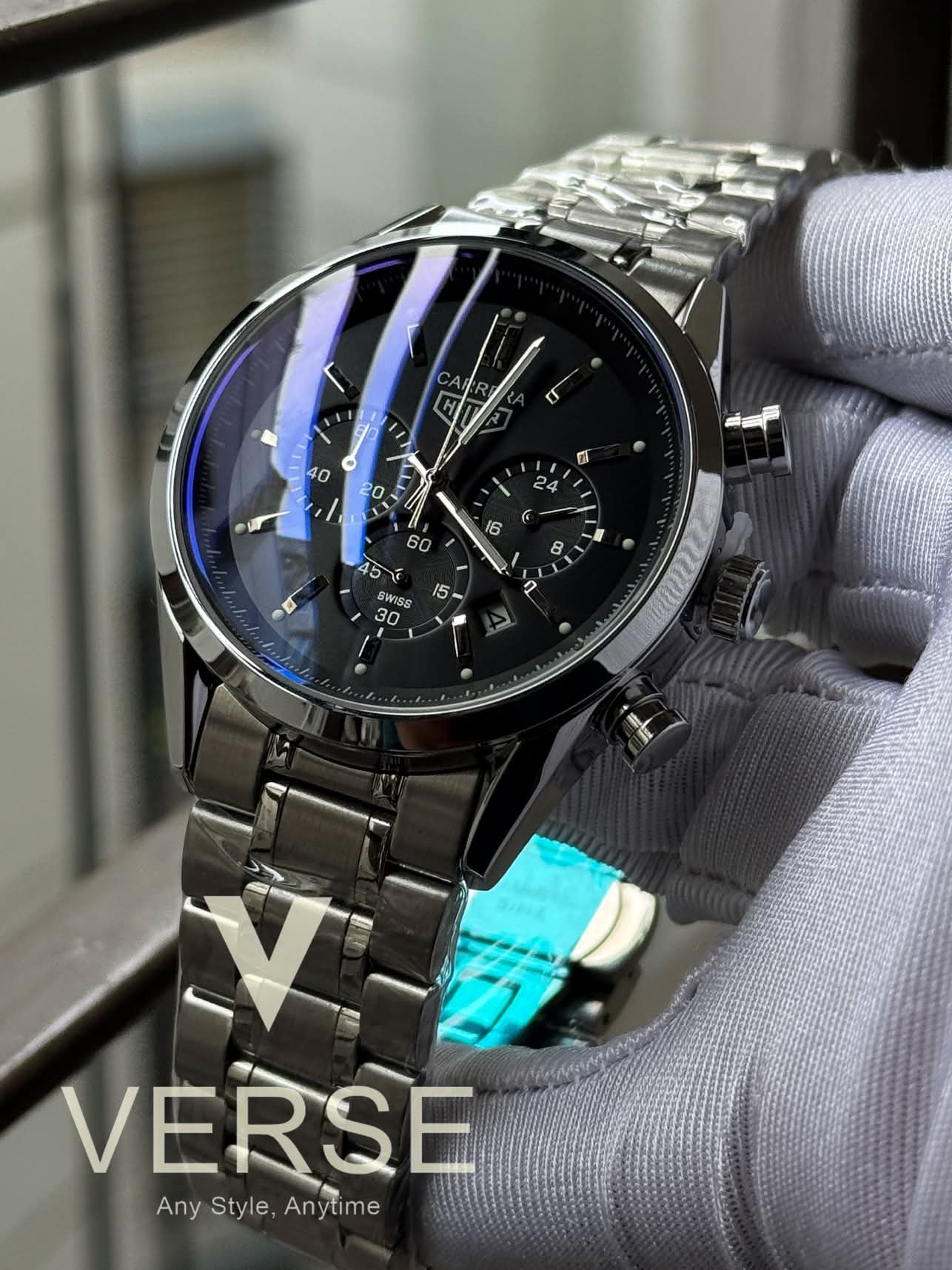 Tag chain 3 chrono black dial