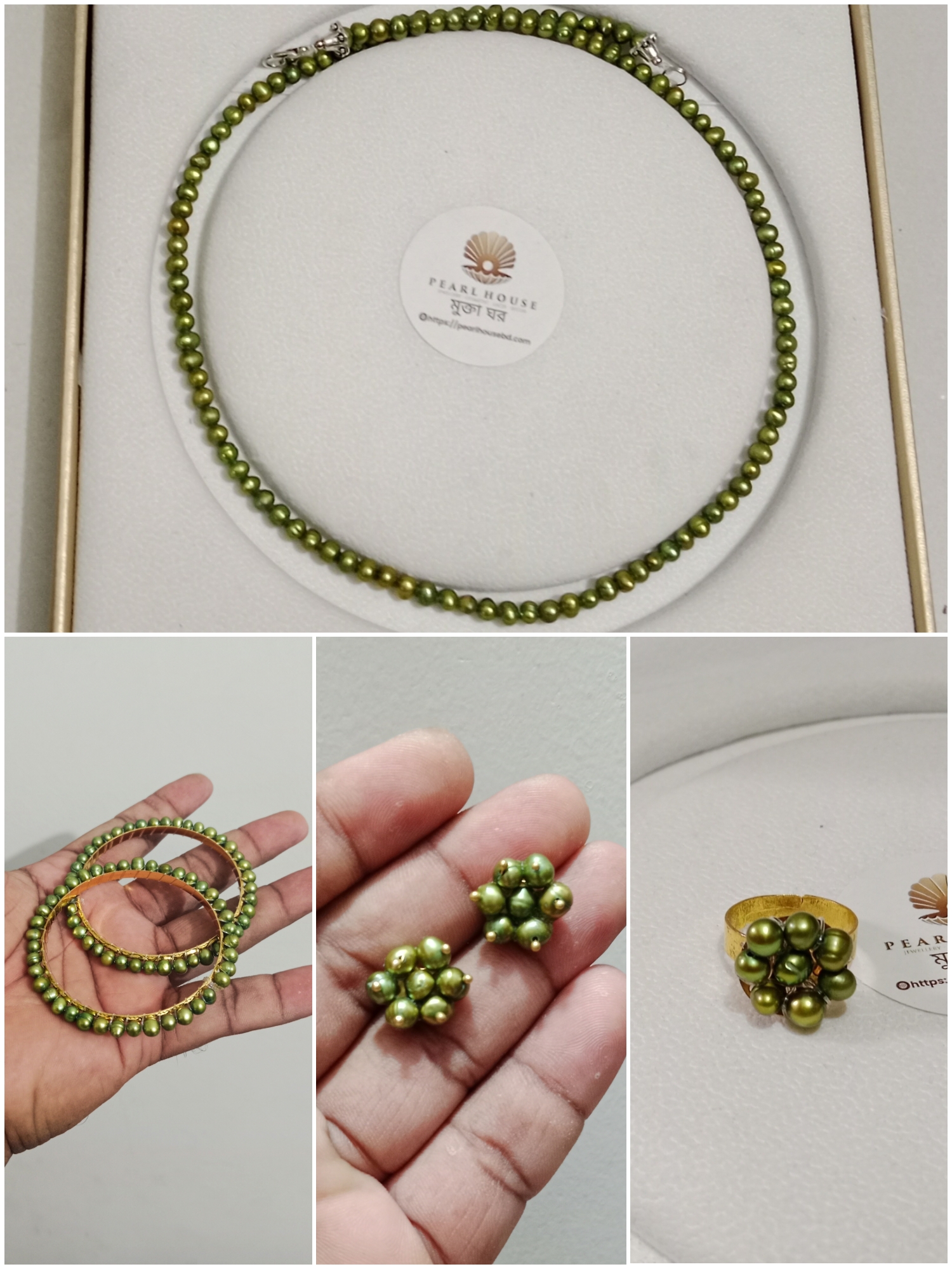 Exclusive Green Pearl Necklace Combo Set_img_1