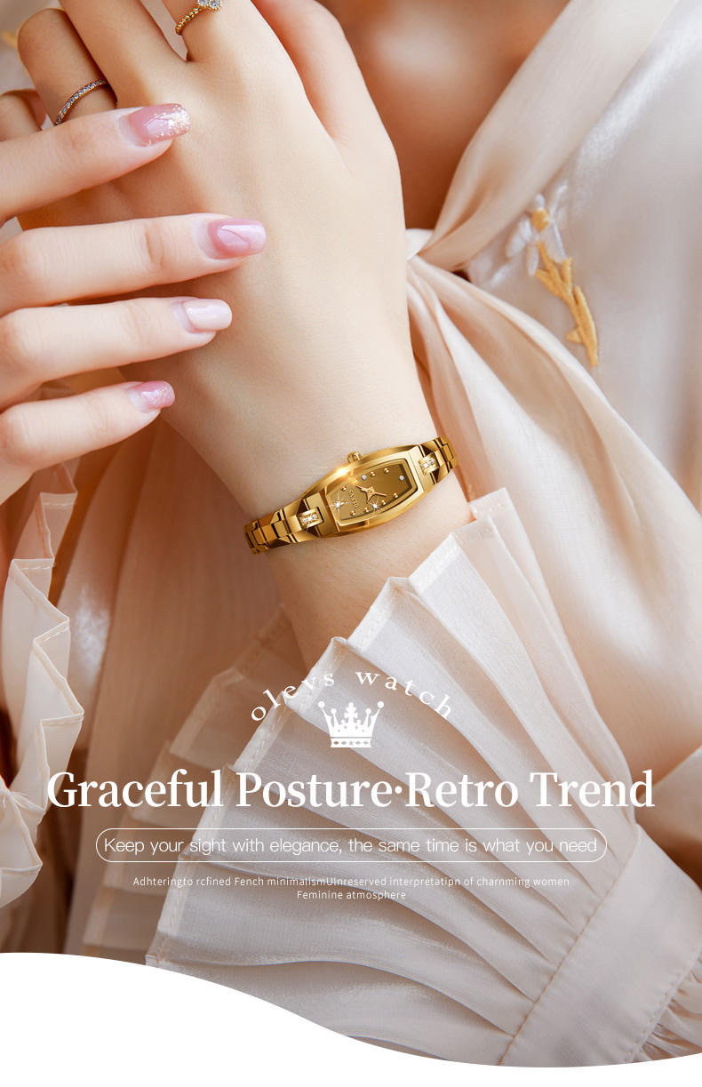 OLEVS 5501 Ladies Chain Watch- Golden Dial- Golden Bezel- Golden Chain- TF Code OL974CF_img_5