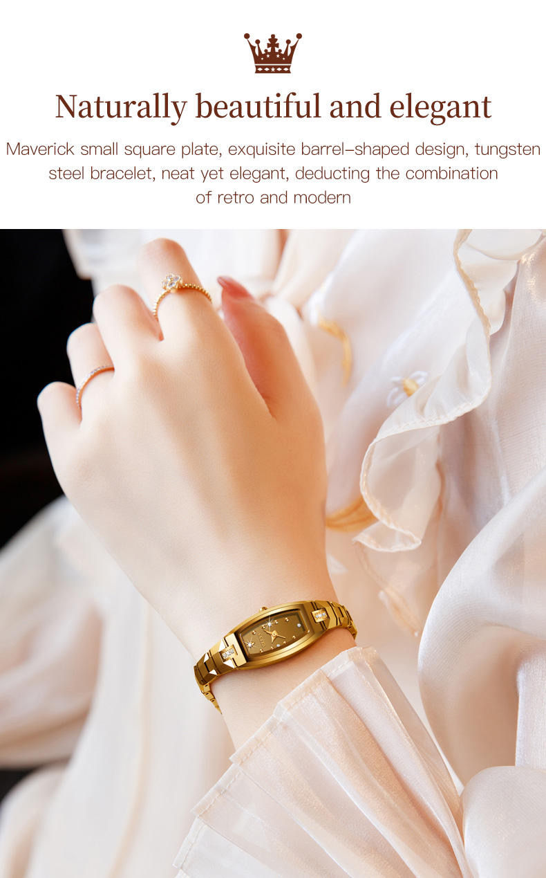 OLEVS 5501 Ladies Chain Watch- Golden Dial- Golden Bezel- Golden Chain- TF Code OL974CF_img_6