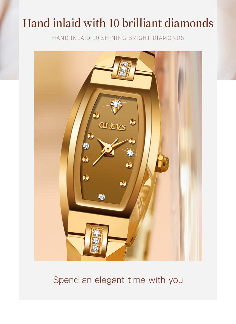 OLEVS 5501 Ladies Chain Watch- Golden Dial- Golden Bezel- Golden Chain- TF Code OL974CF_img_7