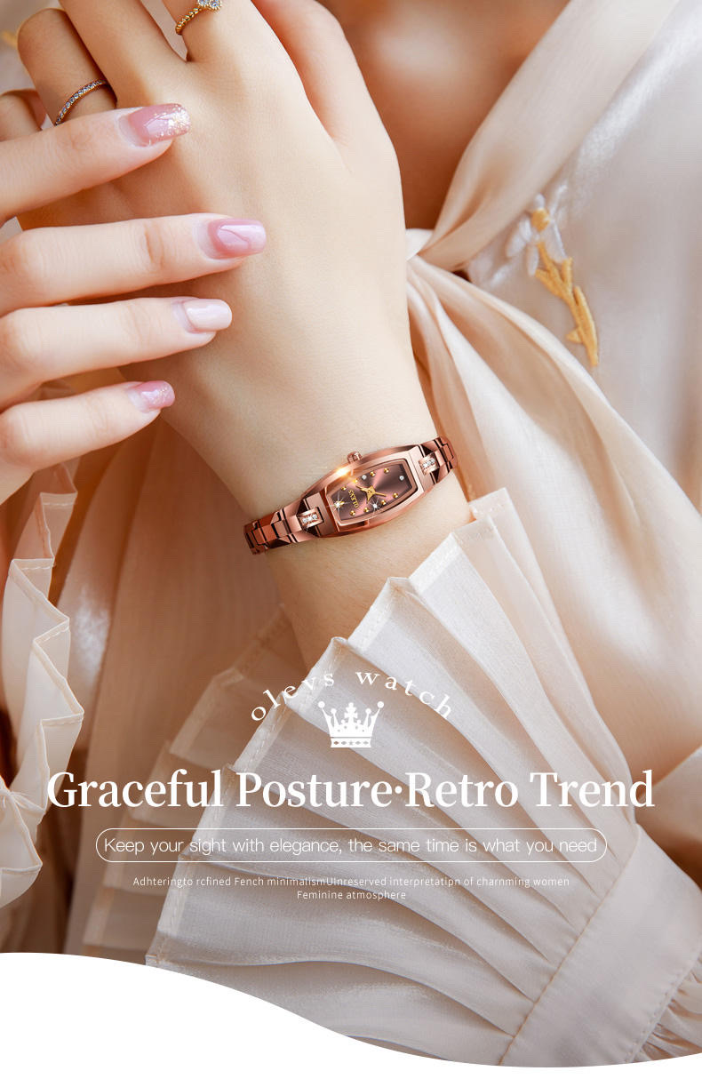 OLEVS 5501 Ladies Chain Watch-Coffee Dial- Coffee Bezel- Coffee Chain- TF Code OL975CF_img_4