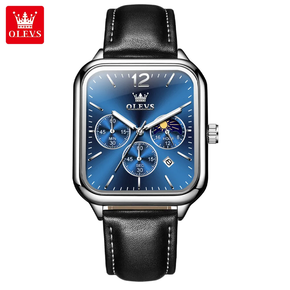 OLEVS 9914 Gents belt Watch- Blue Dial- Silver Bezel- Black Belt- TF Code OL977BM_img_0