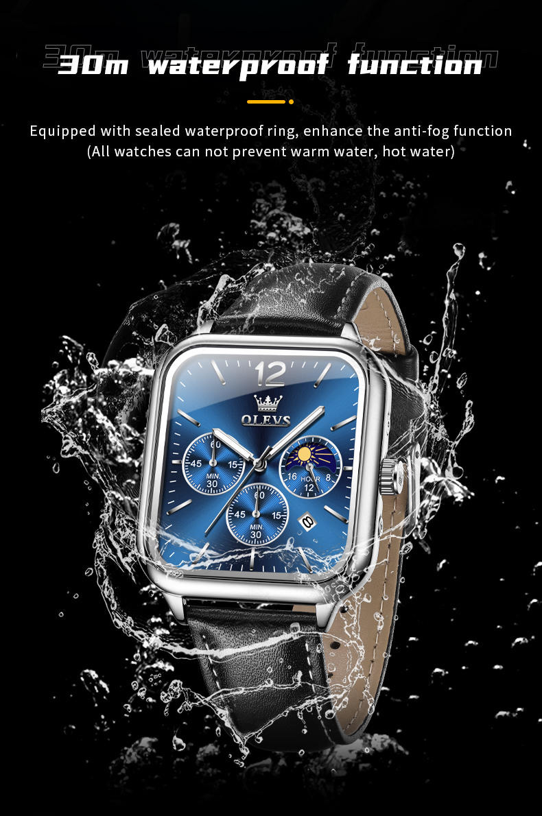 OLEVS 9914 Gents belt Watch- Blue Dial- Silver Bezel- Black Belt- TF Code OL977BM_img_10