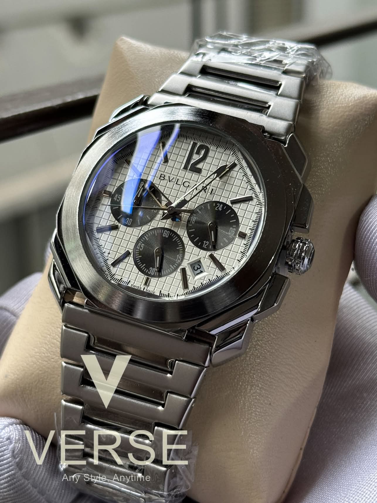 Bvlgari chain white dial black sub