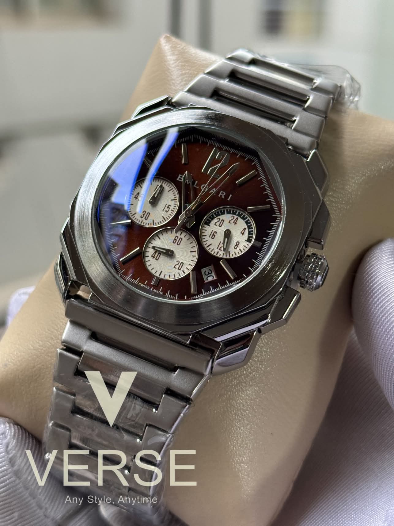 Bvlgari chain brown dial white sub