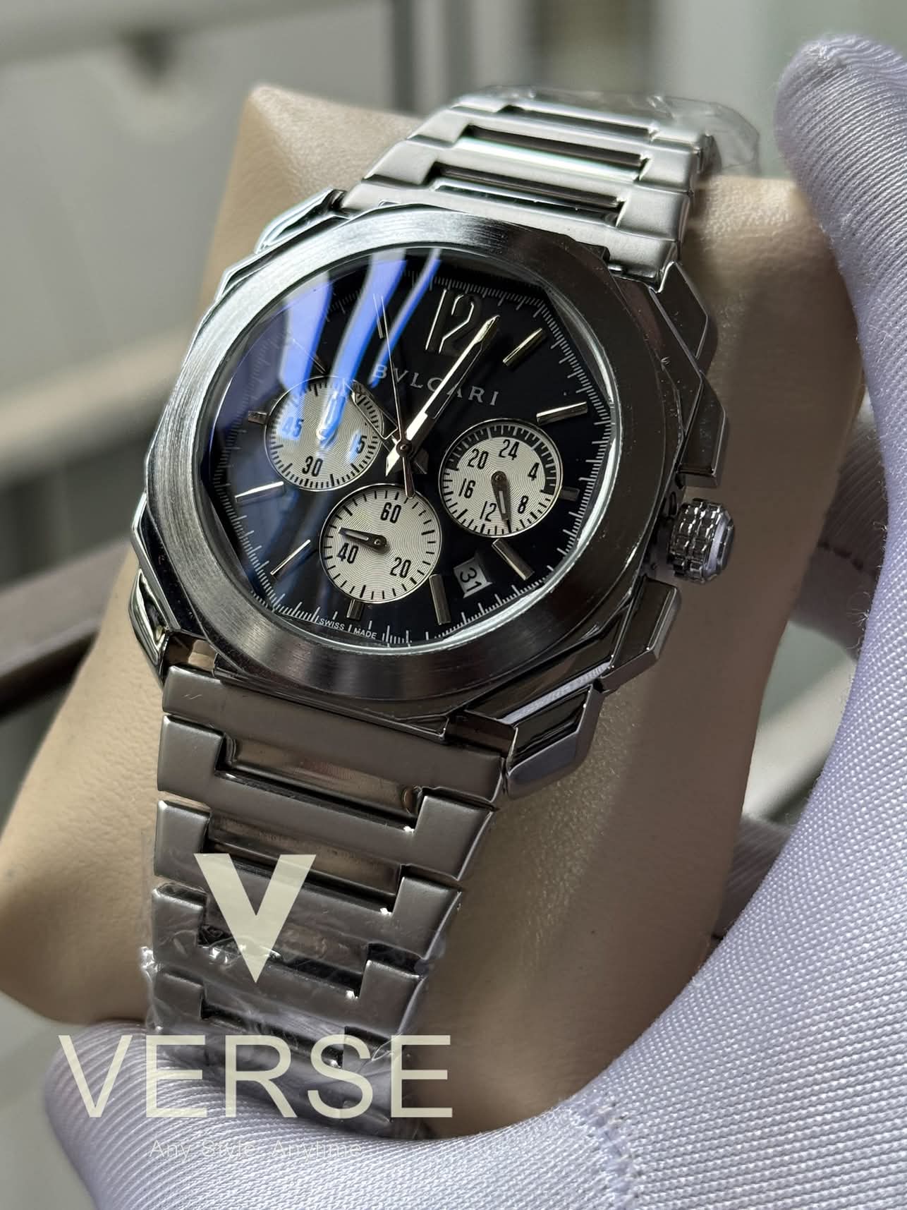 Bvlgari chain black dial white sub