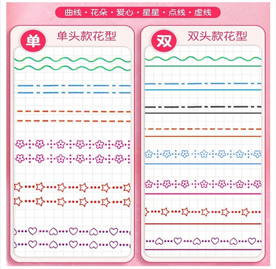 6 pieces Flower-Shaped Outline Curve Pen, Lace Pen, Handwritten Newspaper, Highlighter Pen, Graffiti Marking Pen_img_2