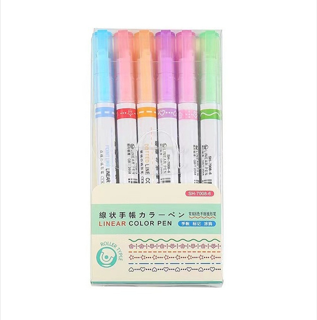 6 pieces Flower-Shaped Outline Curve Pen, Lace Pen, Handwritten Newspaper, Highlighter Pen, Graffiti Marking Pen_img_4