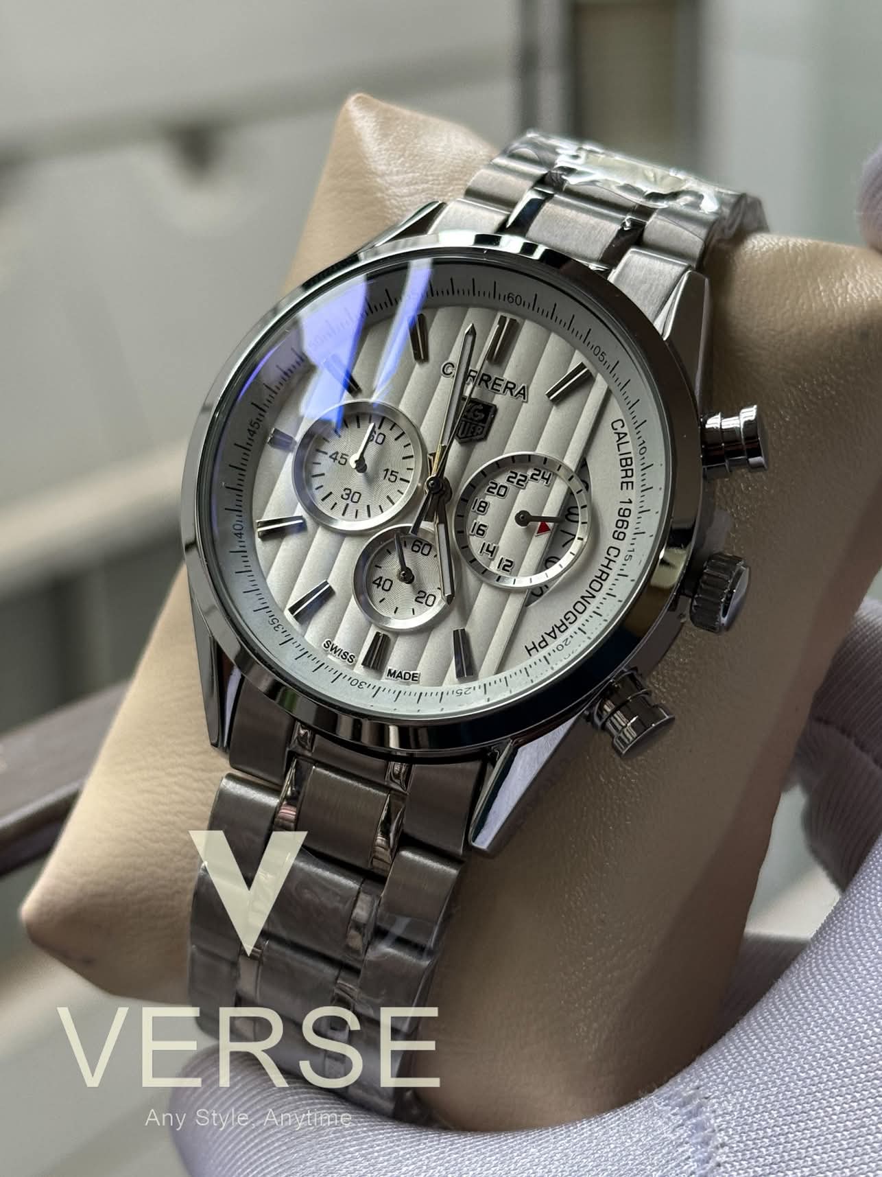 Tag chain 1969 full silver white  dial