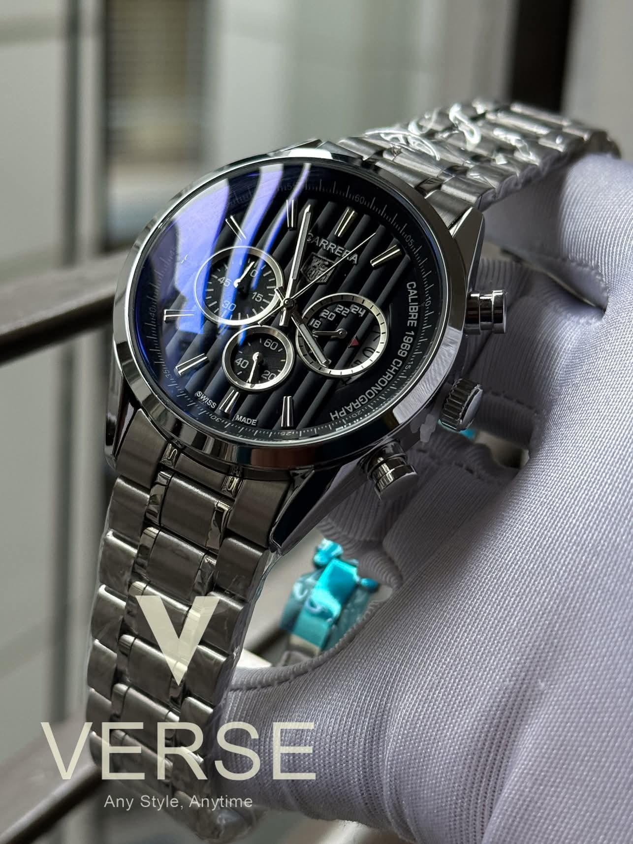 Tag chain 1969 full silver black dial