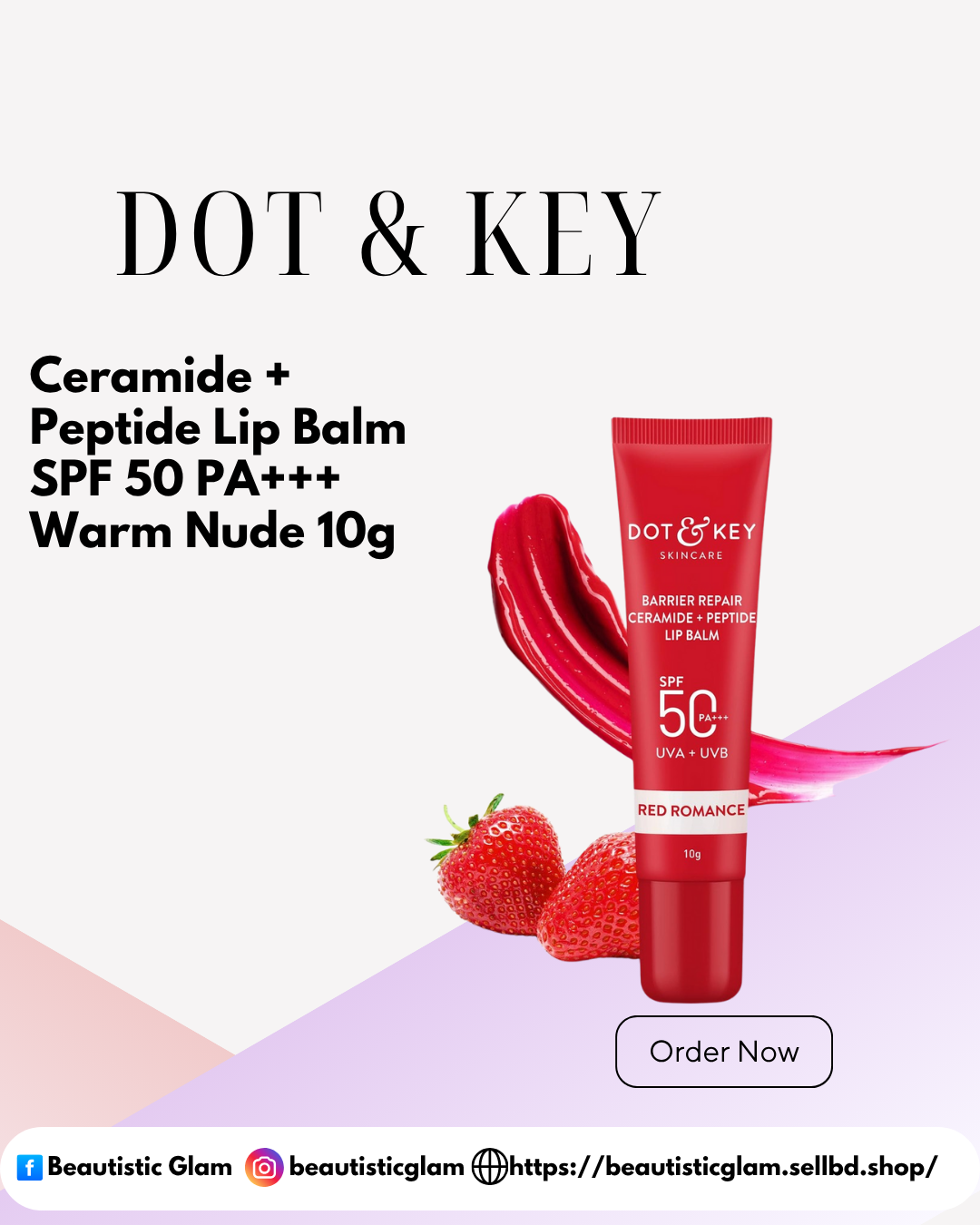 Dot & Key Ceramide + Peptide Lip Balm SPF 50+ PA+++ (Tinted) Red Romance 10g
