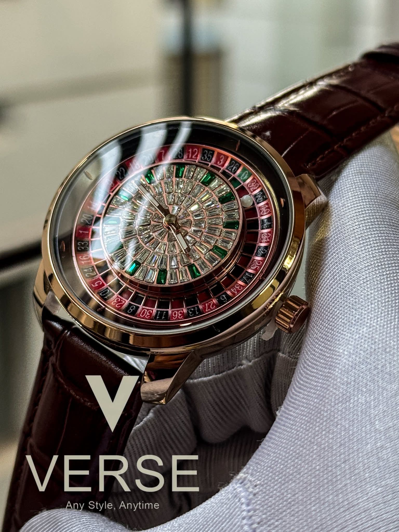 Casino Iced Brown Belt RoseGold Case