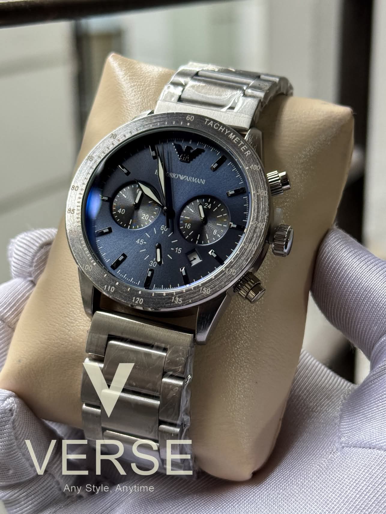 Armani ch matt silver blue dial