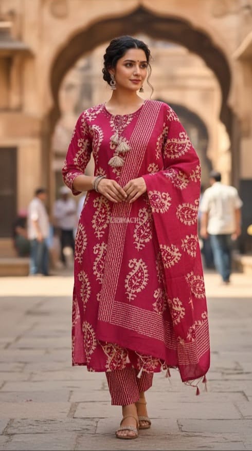 Mustard HandScreen Cotton Kurta Set - Image 6