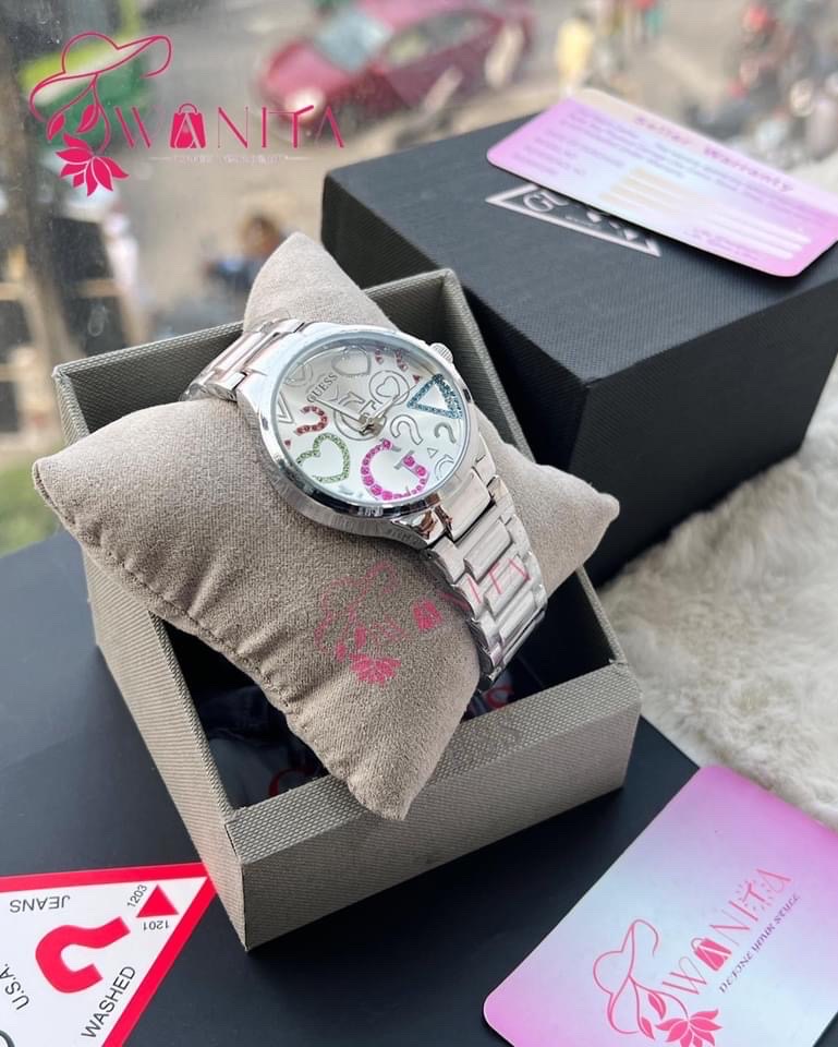Premium Guess Ladies Full Silver Watch