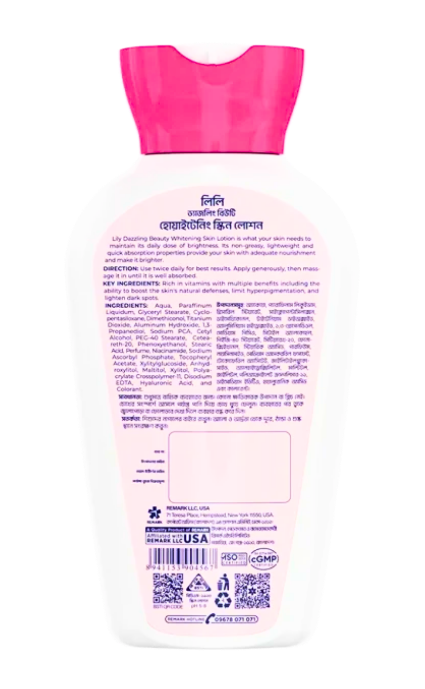 Lily Dazzling Beauty Whitening Skin Lotion 100ml - Image 4