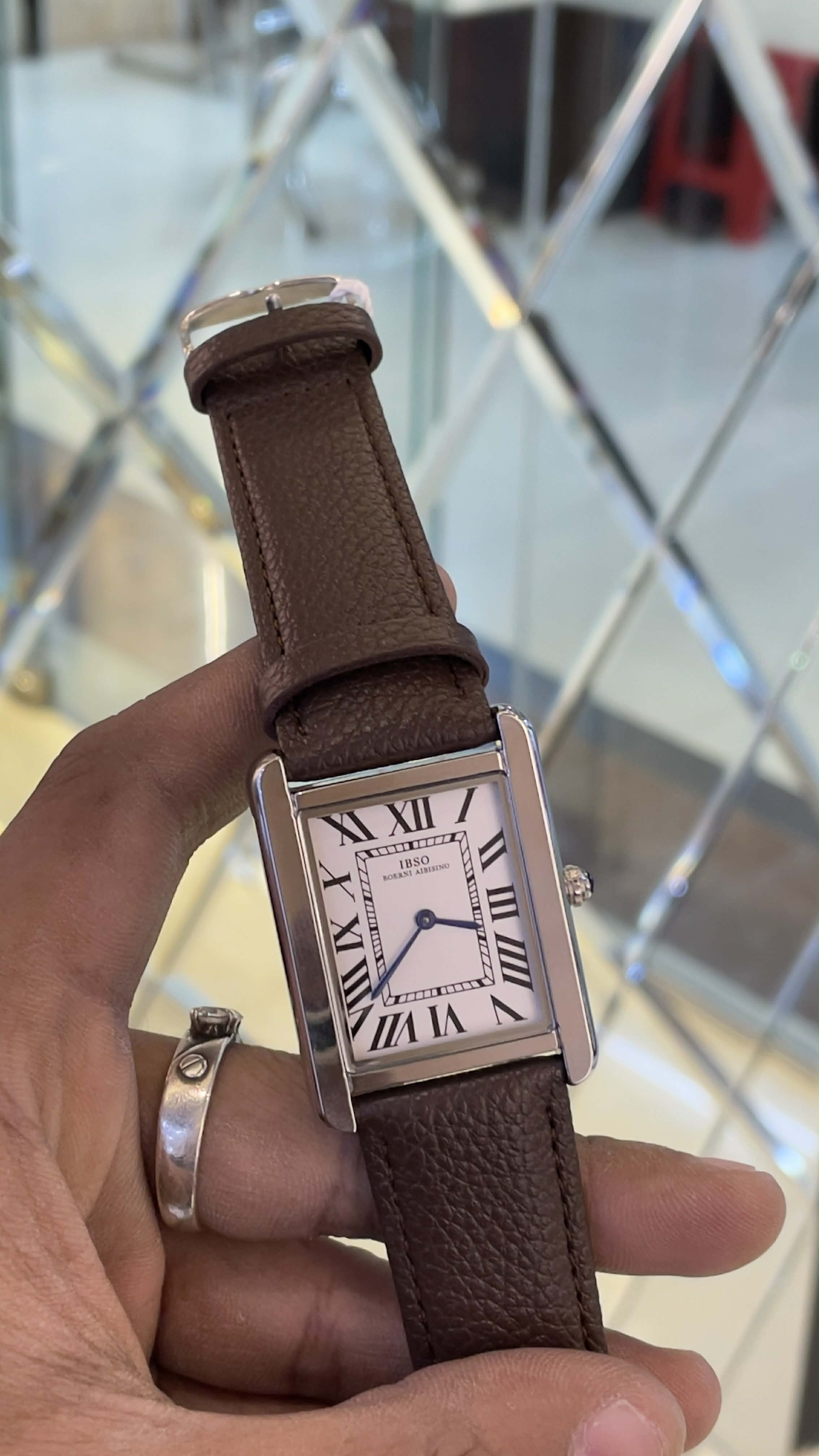 IBSO TANK BROWN LEATHER MENS WATCH S1338G