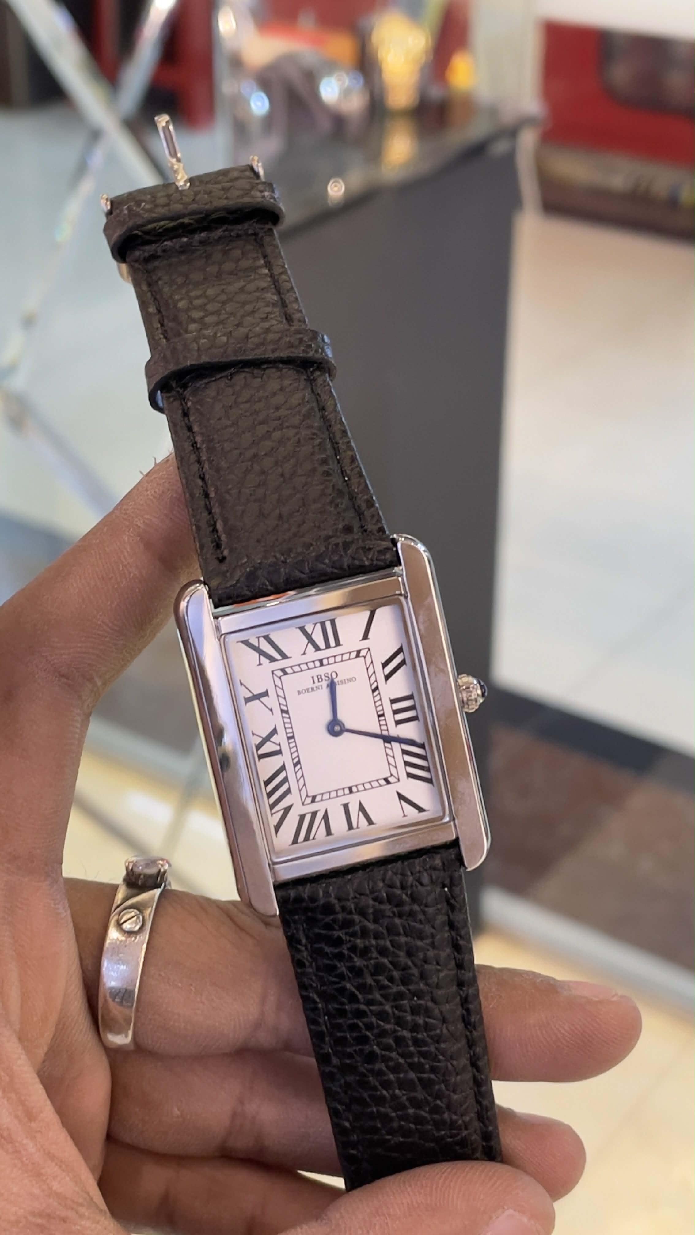 IBSO TANK BLACK LEATHER MENS WATCH S1338G