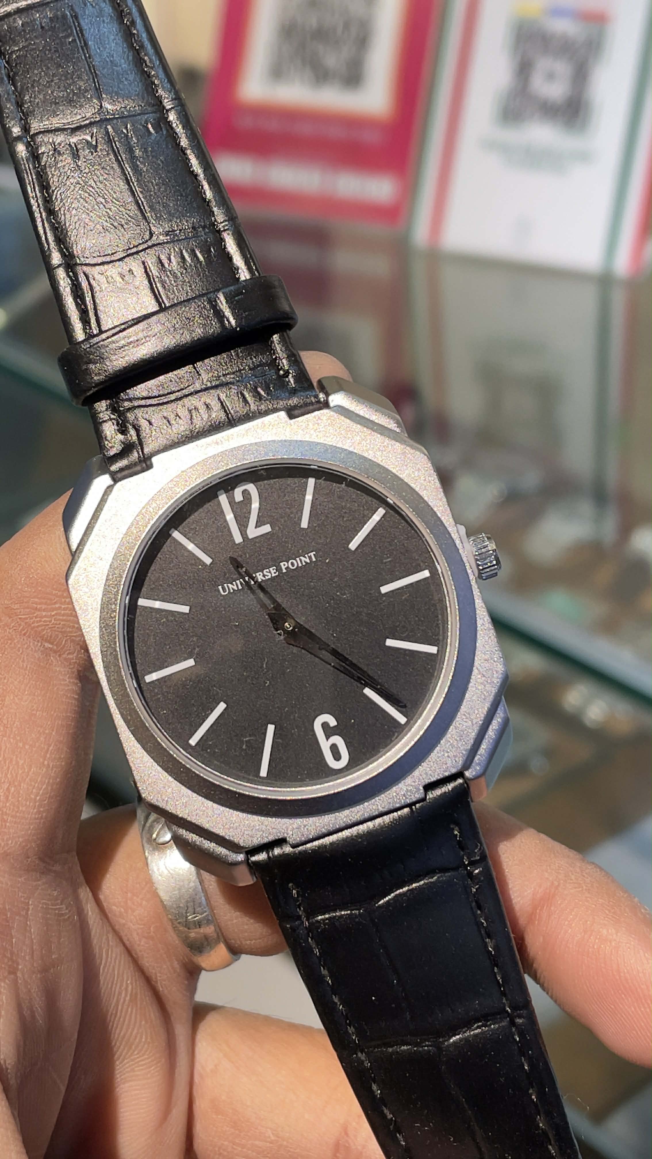 UNIVERSE POINT SLIM BLACK DIAL BLACK BELT UP1988-1205