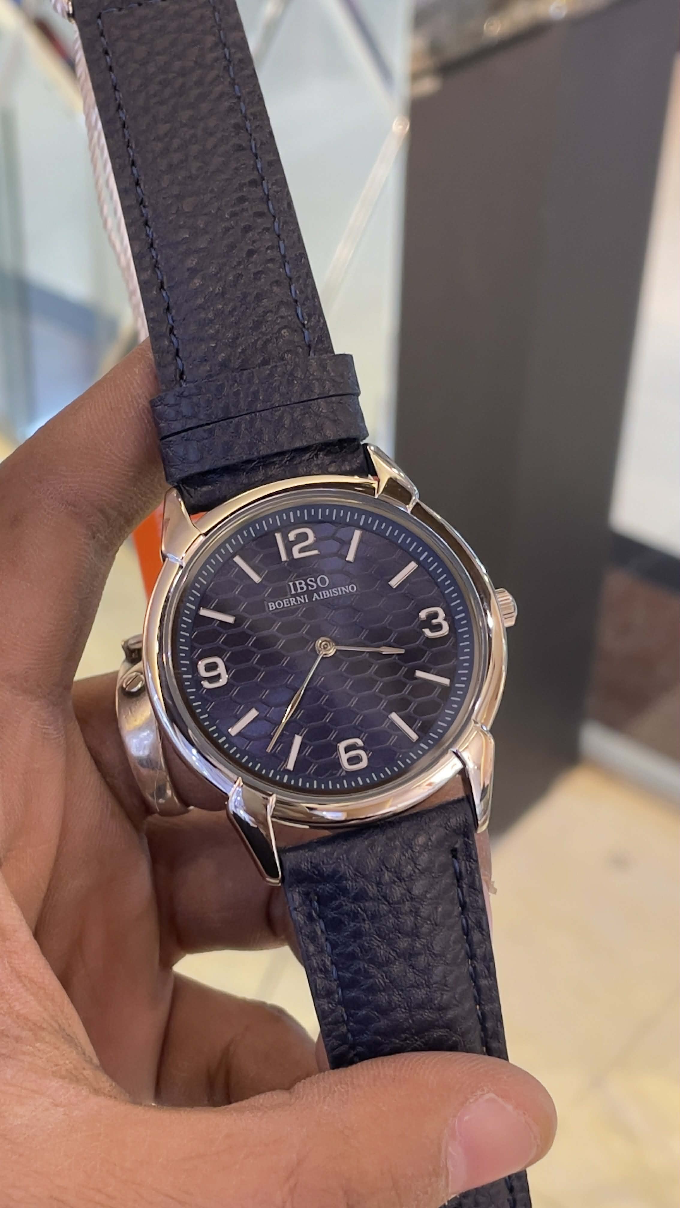 IBSO BLUE LEATHER MENS WATCH B2366G