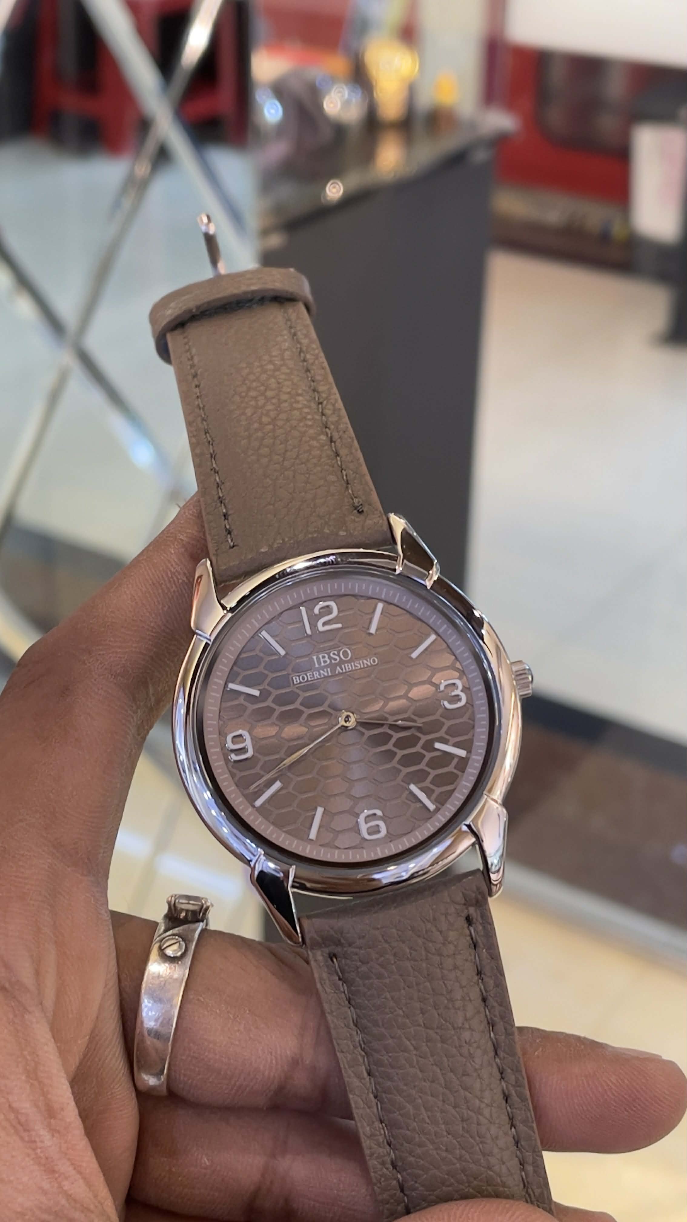 IBSO GREY LEATHER MENS WATCH B2366G