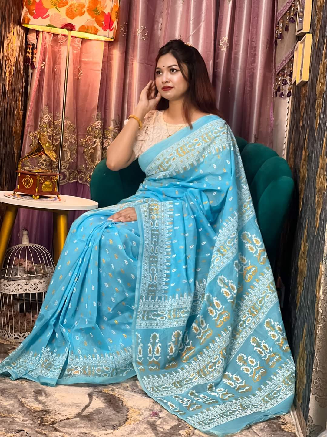 Half Silk Hand Printed Saree_img_0