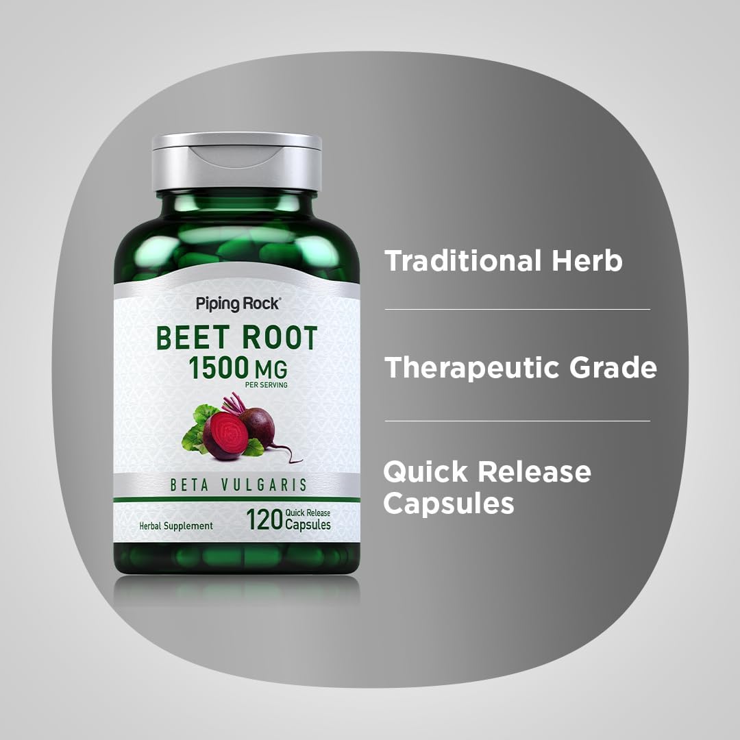 Piping Rock Beet Root Capsules 1500mg - 120 Capsules - Made in USA_img_2
