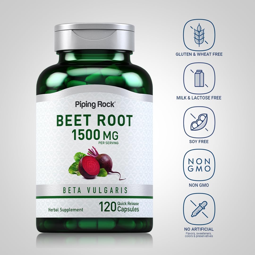 Piping Rock Beet Root Capsules 1500mg - 120 Capsules - Made in USA_img_3