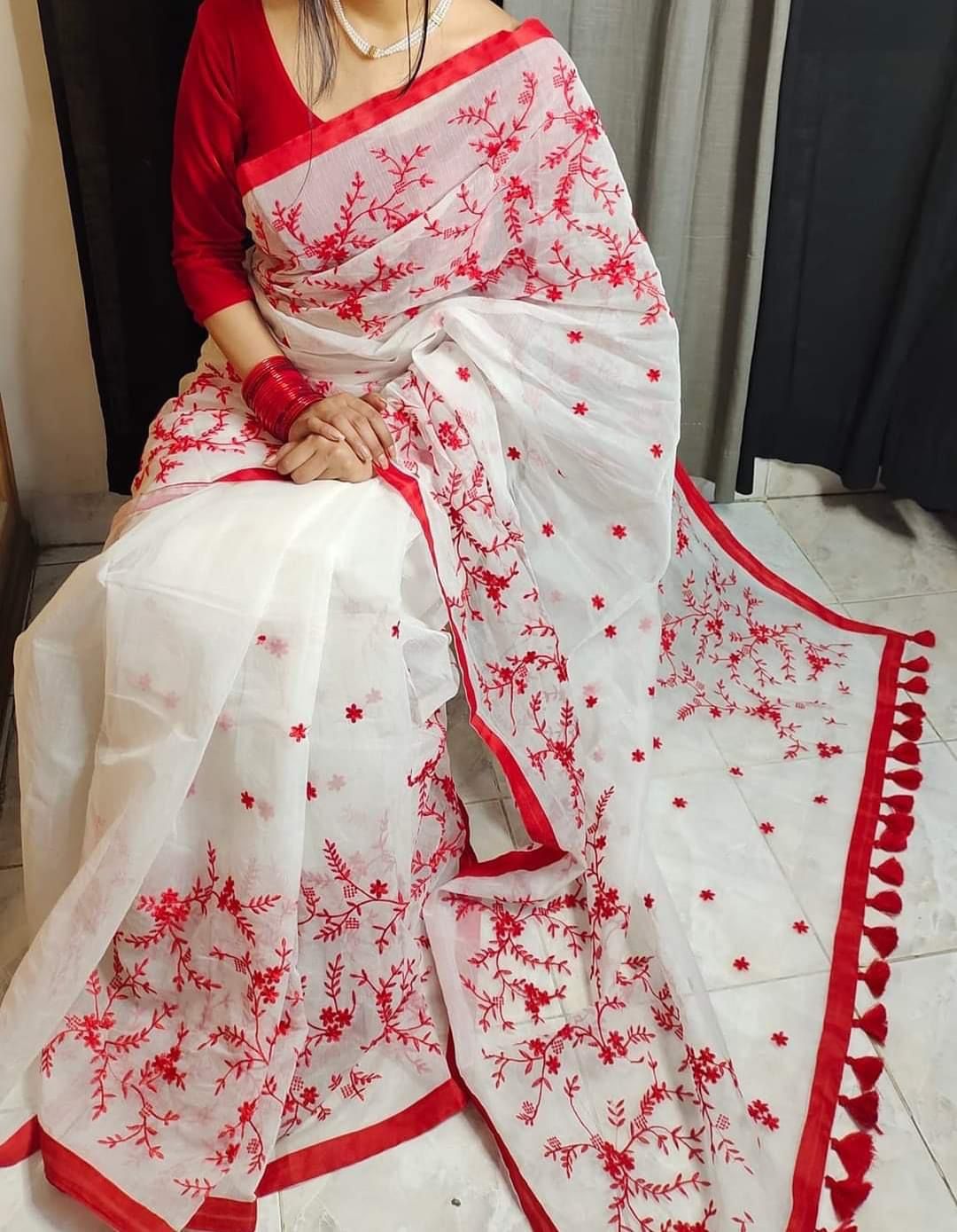 Embroidery work on half-silk saree_img_0