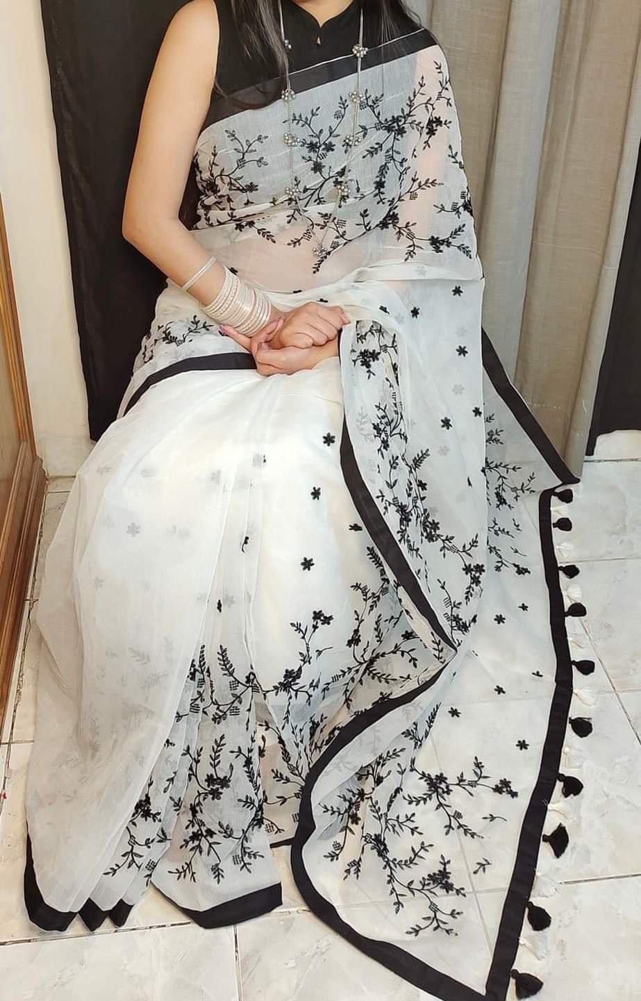 Embroidery work on half-silk saree_img_0