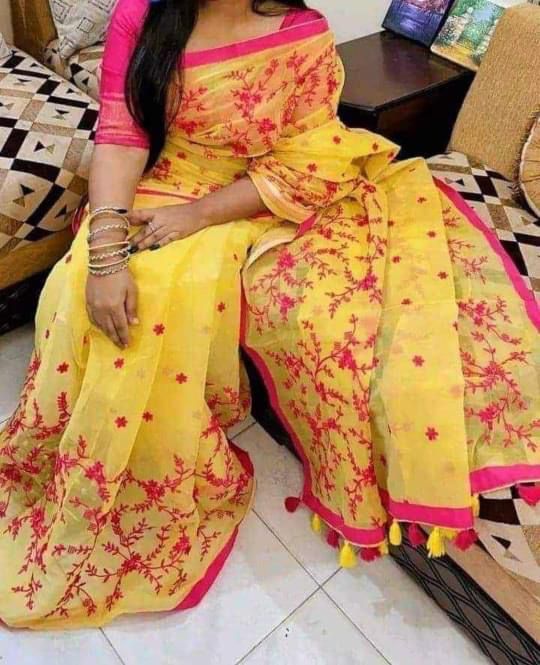 Embroidery work on half-silk saree_img_0