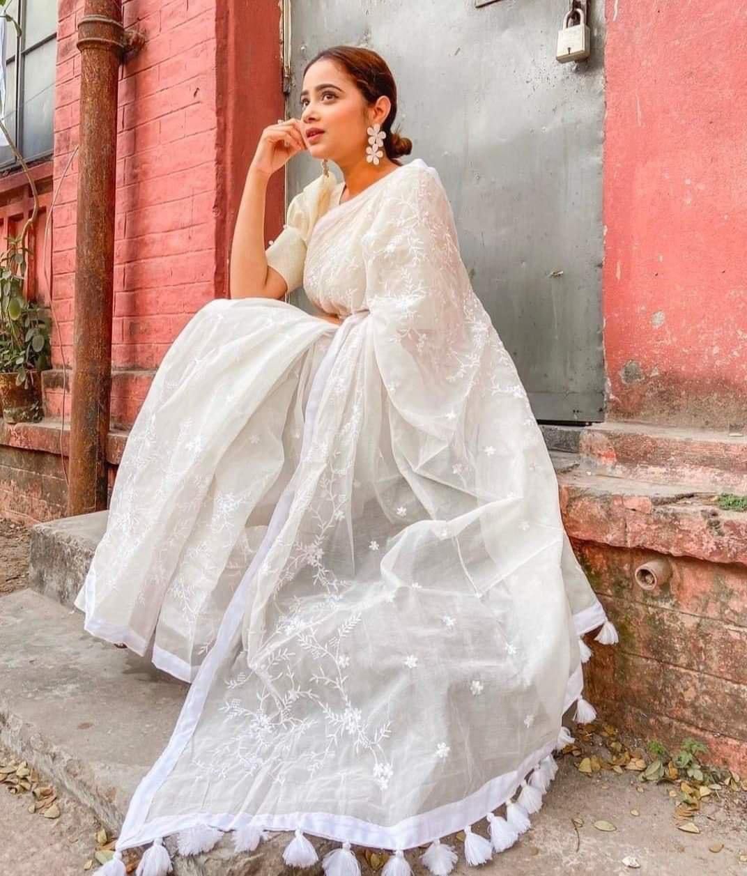 Embroidery work on half-silk saree_img_0