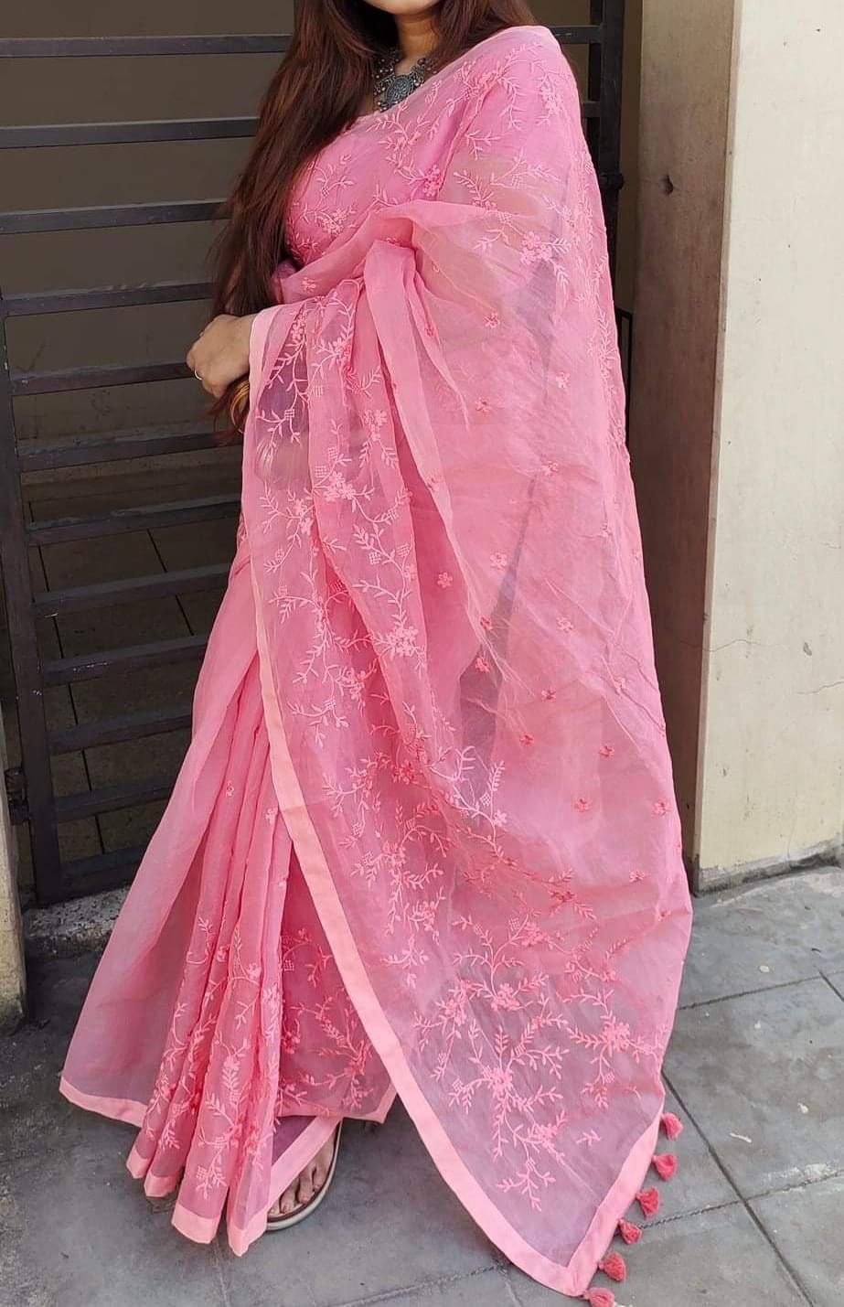 Embroidery work on half-silk saree_img_0